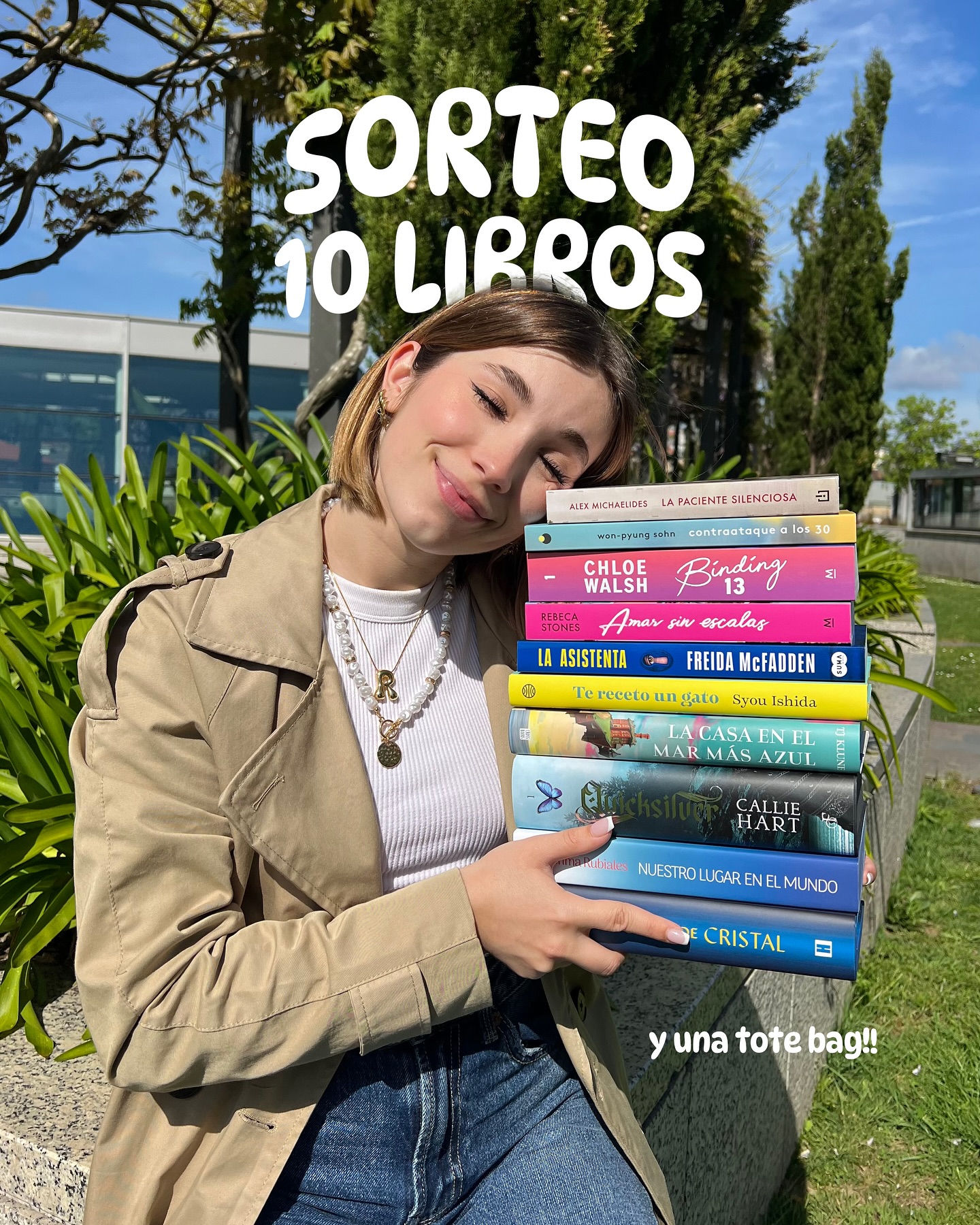 Instagram post by @rebecastones for Fnac. Caption reads: *publi (CERRADO) ¡¡SORTEO 10 LIBROS Y TOTE BAG....