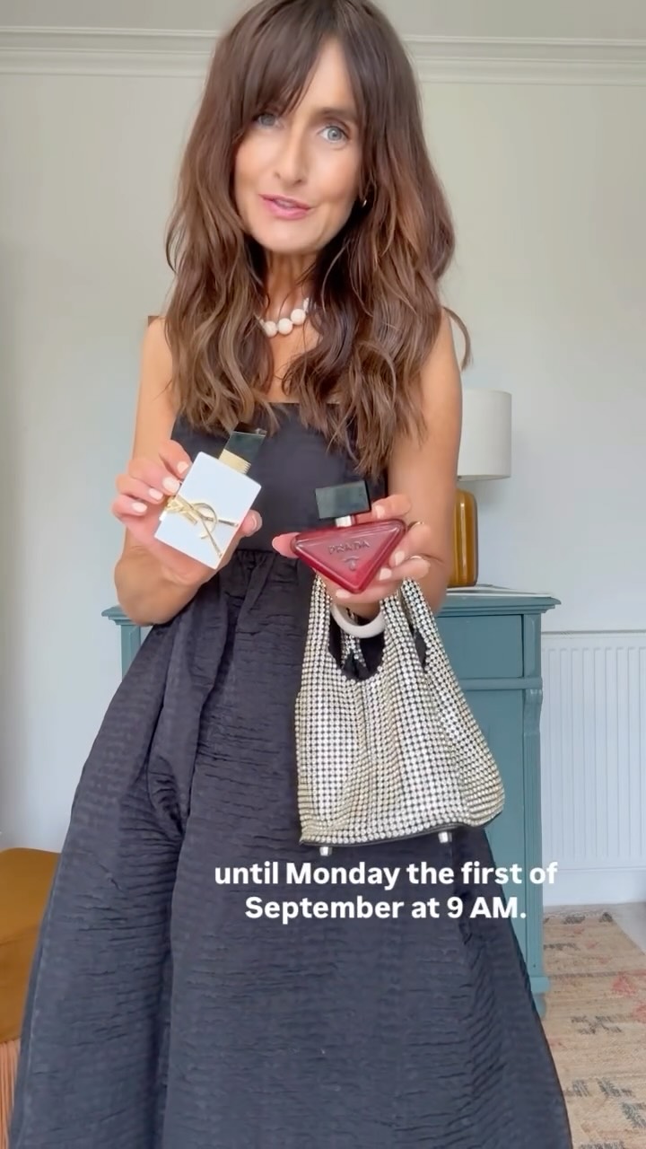 Instagram post by @carolinesstylehacks for The Perfume Shop. Caption reads: Ad I have a special black tie event this evening....