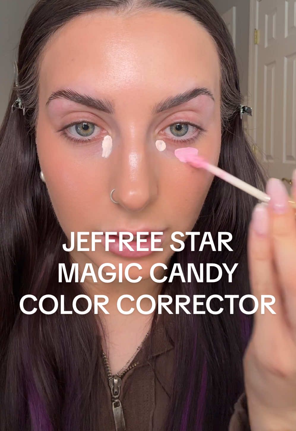 TikTok post by @lexirosenstein for Jeffree Star Cosmetics. Caption reads: [...] shade: diet peach + candy youth @Jeffree....