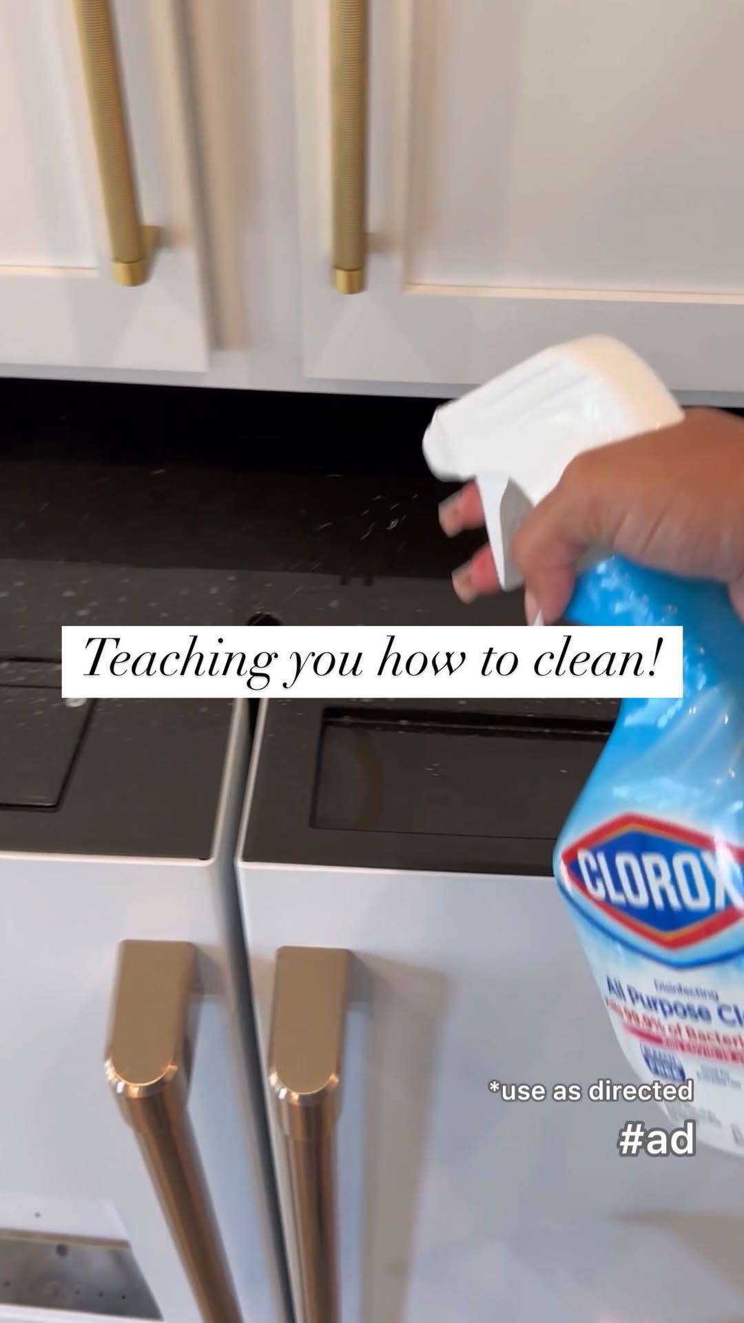 Instagram post by @vanesa_amaro_ for Clorox. Caption reads: #ad What parts of your kitchen are the hardest for....