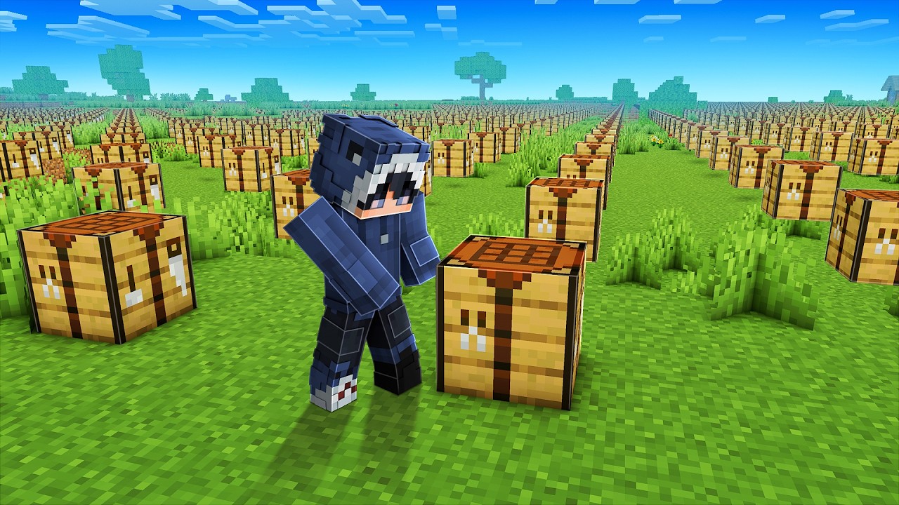 YouTube post by @EinfachGustaf for CurseForge. Caption reads: Whatever I do in ONE CHUNK, happens in EVERY....