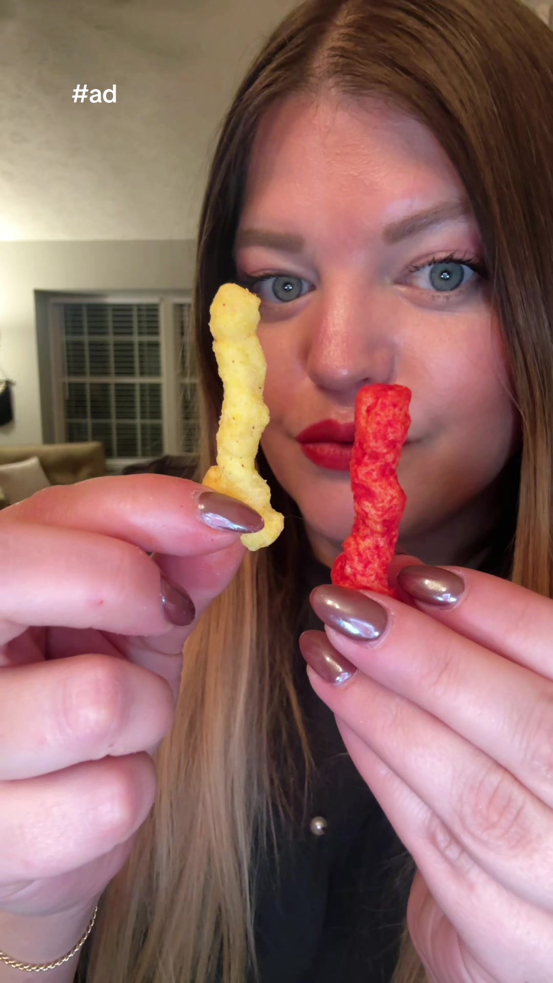 TikTok post by @bitesxbritt for Cheetos. Caption reads: #ad Taste testing the NEW Simply NKD @Doritos and....
