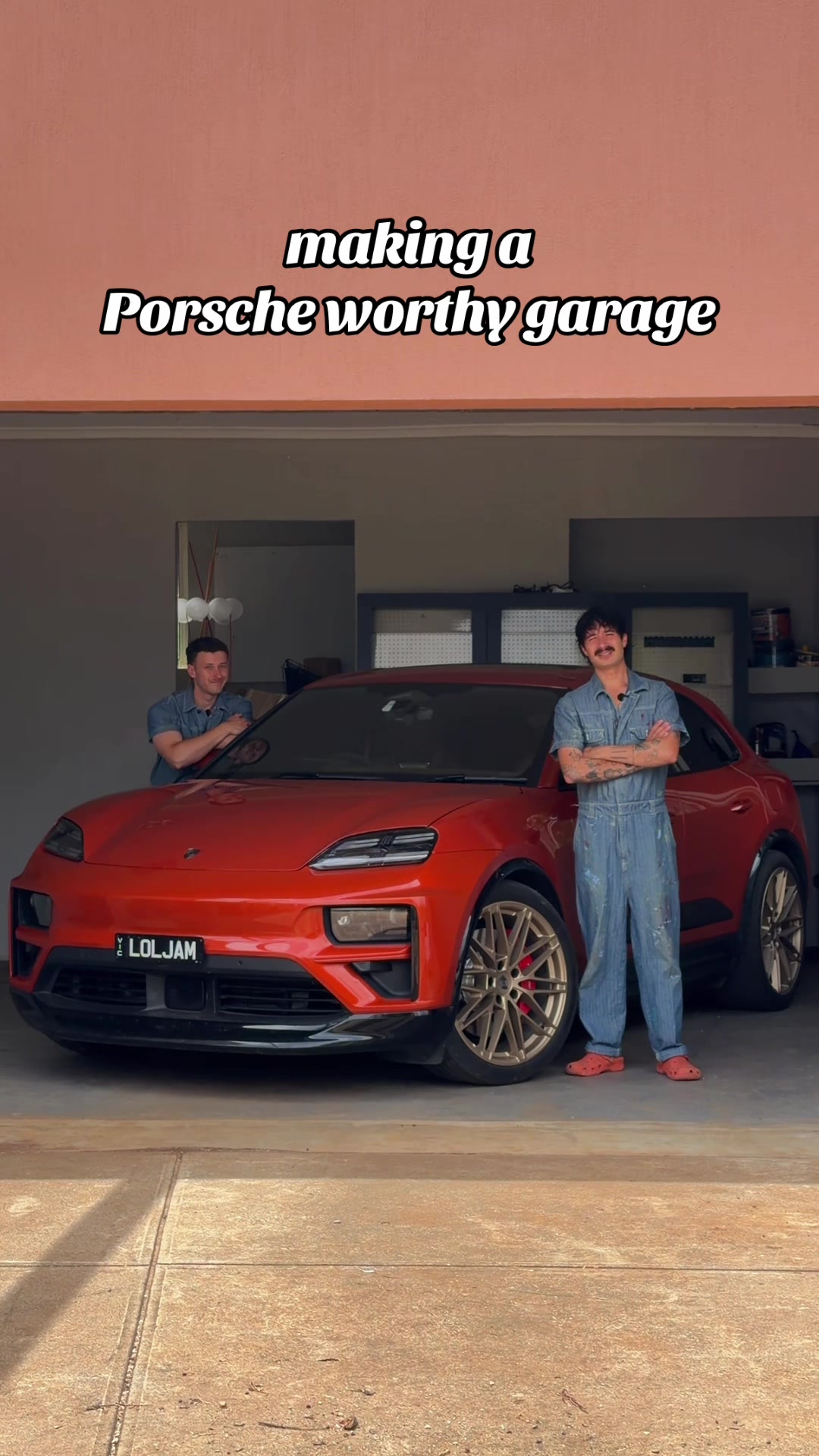 TikTok post by @joshandmattdesign for Porsche. Caption reads: Now we've got a garage to match the @Porsche....