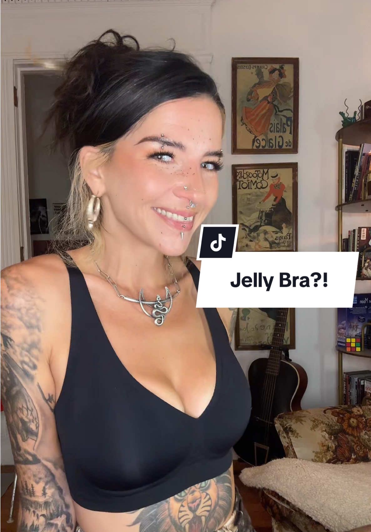 TikTok post by @scary_elle for Soft Intention. Caption reads: Bye bye boob jail lol 😝 @Soft Intention #jellybra....