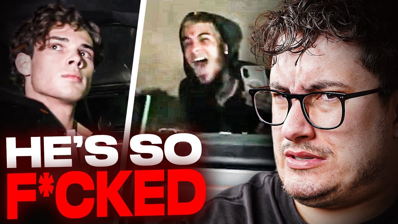 YouTube post by @CalebHammerLive for Webull. Caption reads: Twitch streamer going to prison forever.