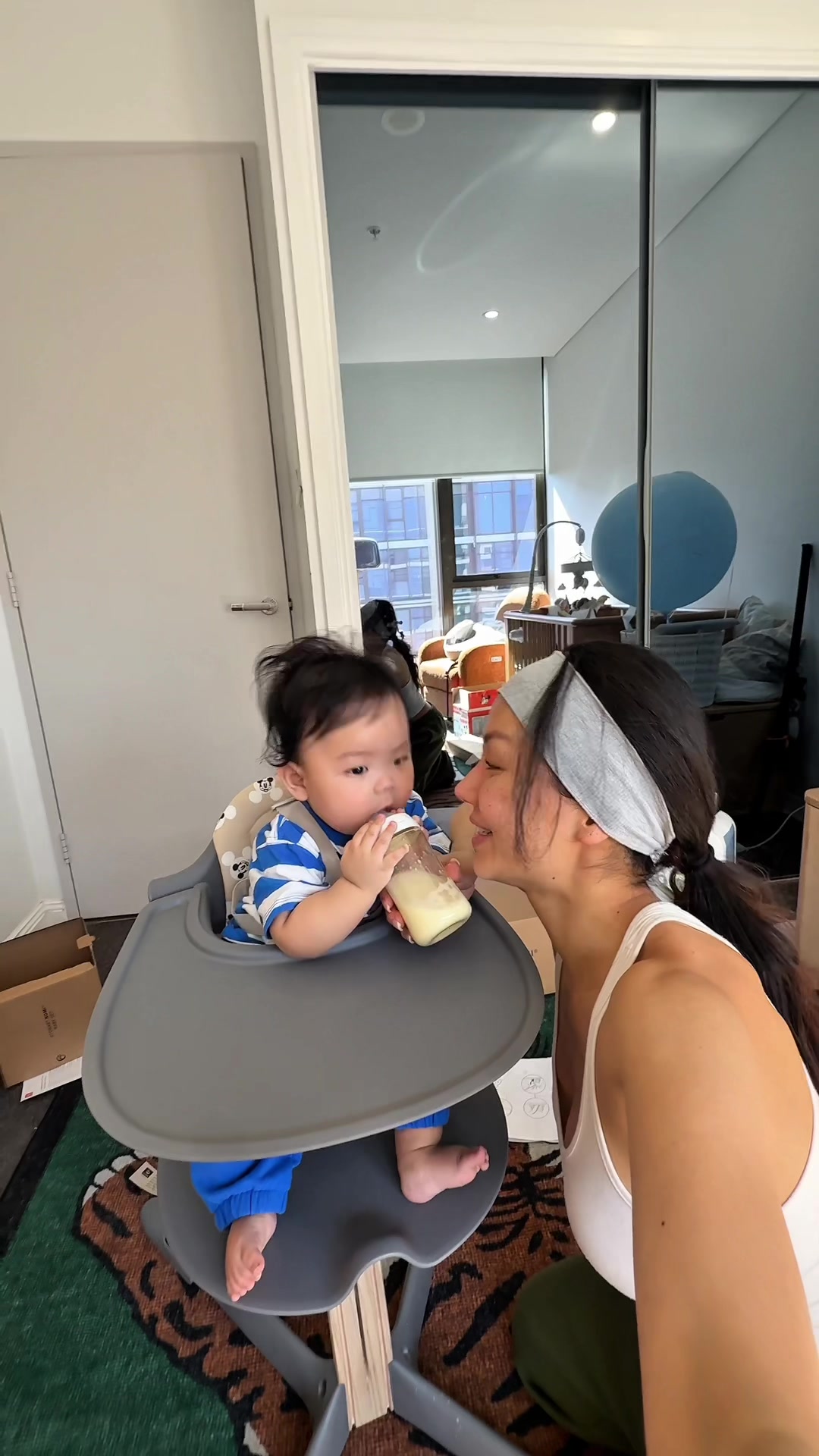 TikTok post by @sliang95 for Stokke. Caption reads: 7 months and a little man now 😭😭@Stokke....