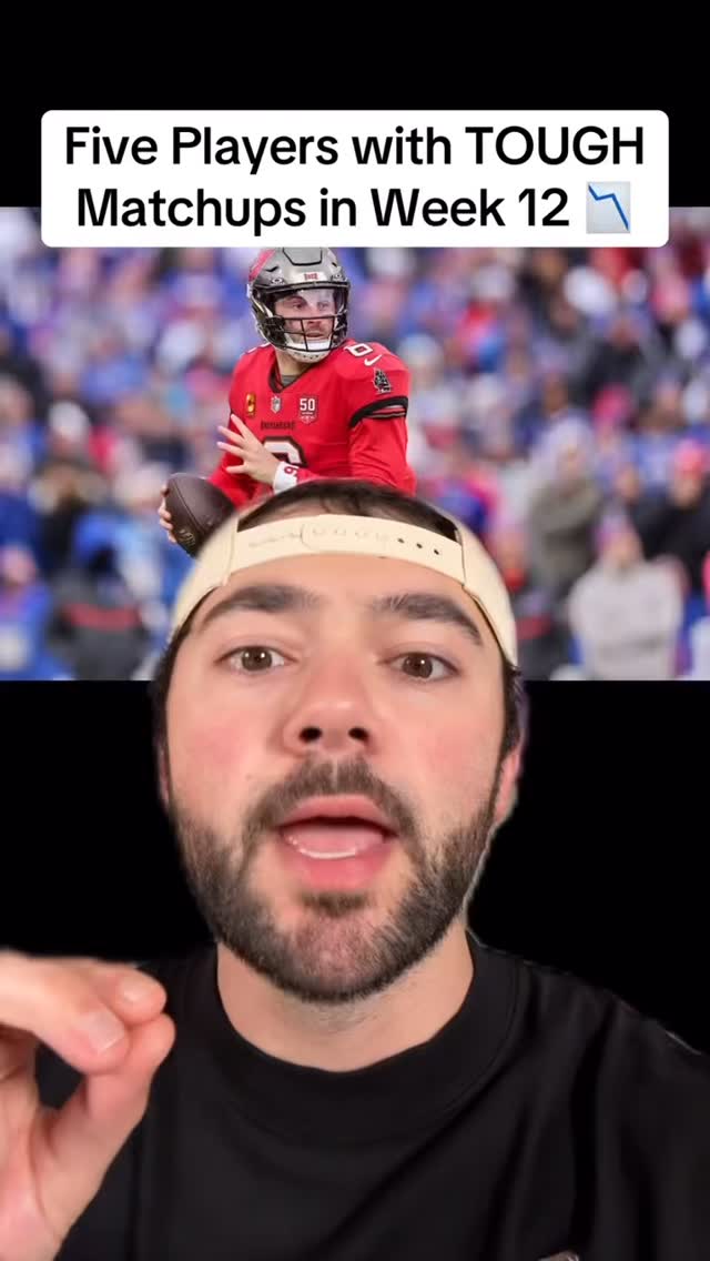 Instagram post by @loebsleads for Yahoo. Caption reads: These players have TOUGH matchups in Week 12 😵‍💫.