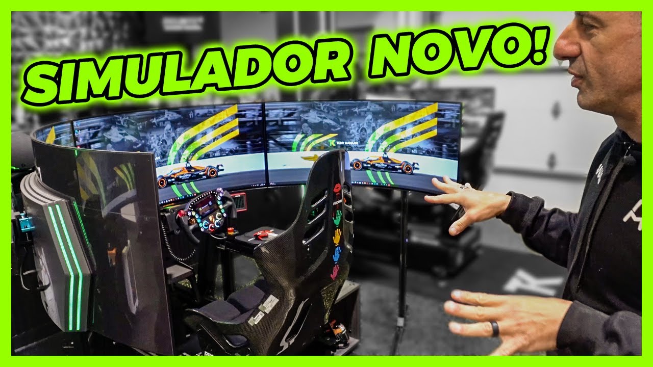 YouTube post by @TonyKanaan for SIMUCUBE. Caption reads: Updates of the TK Sim Racing Headquarters 2024.