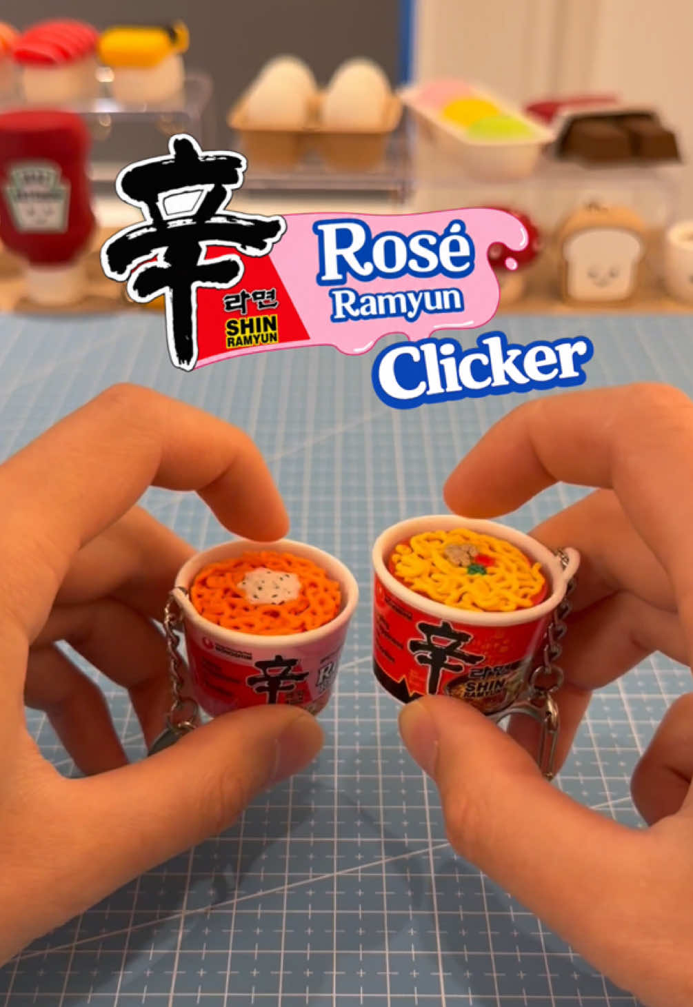 TikTok post by @the.3d.printing.husband for Nongshim America. Caption reads: My wife and | love Shin Ramyun, so we're super....
