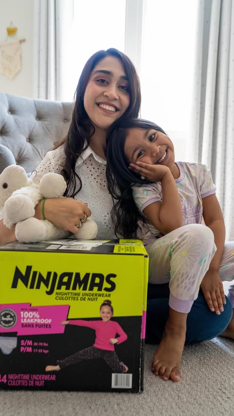 Instagram post by @lazy.mom101 for Pampers. Caption reads: [...] and wake up stress-free #Ninjamas....