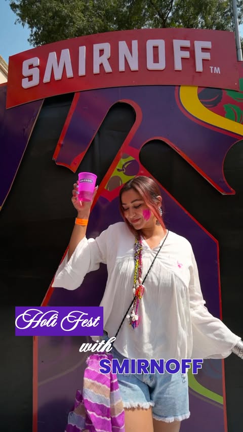 Instagram post by @adrija.gal for Smirnoff. Caption reads: [...] Fest, PC Chandra Garden, tried the new....