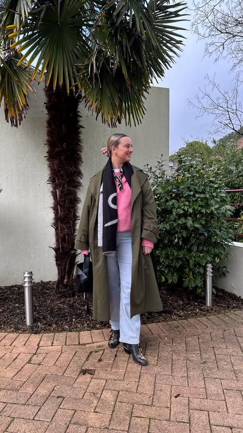 Instagram post by @gaylegchapman for Ted Baker. Caption reads: [...] Coat @thefemalearchetypes Scarf @tedbaker....