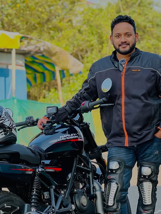 Instagram post by @meher_gearhead for Harley-Davidson. Caption reads: A full day with the Harley-Davidson X440 T — from....