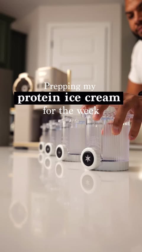 Instagram post by @jefeharris for Ninja Kitchen. Caption reads: Prepping a weeks worth of protein ice cream in the....