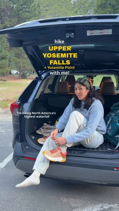Instagram post by @juliatakesahike for Teva. Caption reads: [...] tallest waterfall! | ad wearing @teva’s....
