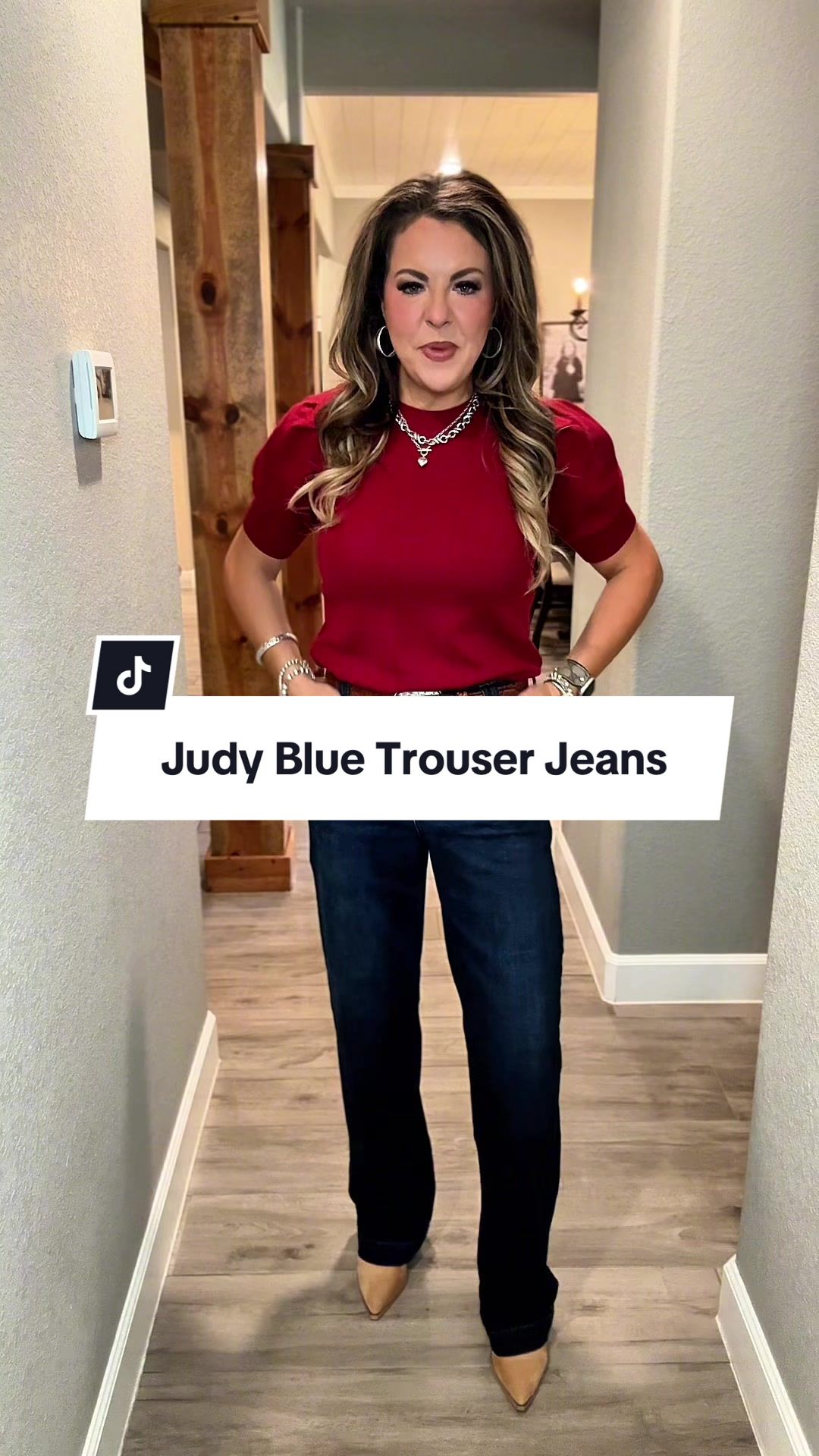 TikTok post by @heykelsirene for Emma Lous Boutique. Caption reads: [...] High Society Trouser Jeans from @Emma Lous....