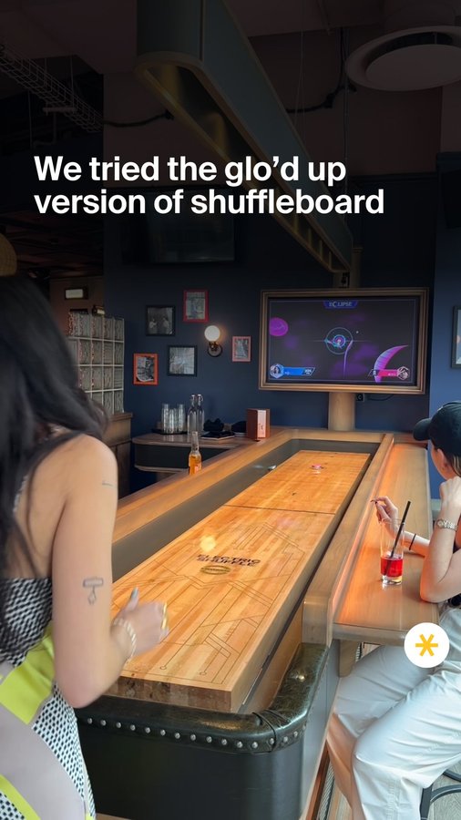 Instagram post by @electricshuffleusa for Secret NYC. Caption reads: The yassification of the shuffleboard has arrived....