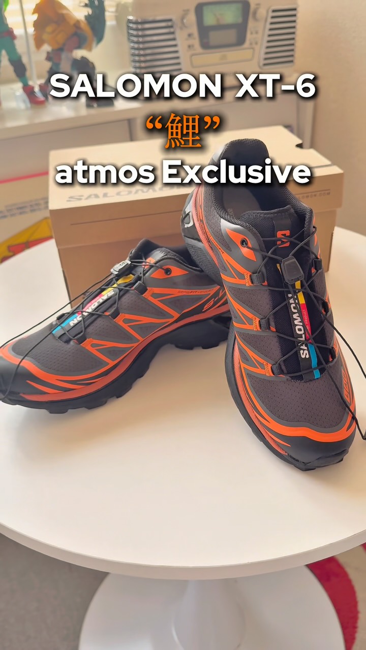 Instagram post by @1e_e__ for Salomon. Caption reads: SALOMON XT-6 “鯉”atmos....