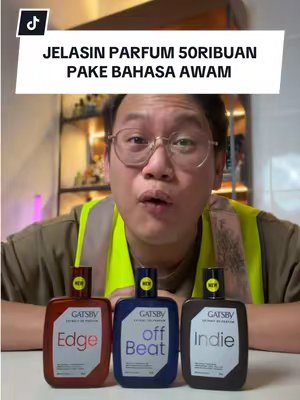 TikTok post by @bro_een for GATSBY Indonesia. Caption reads: [...] Parfum 50ribuan pake bahasa awam @GATSBY....