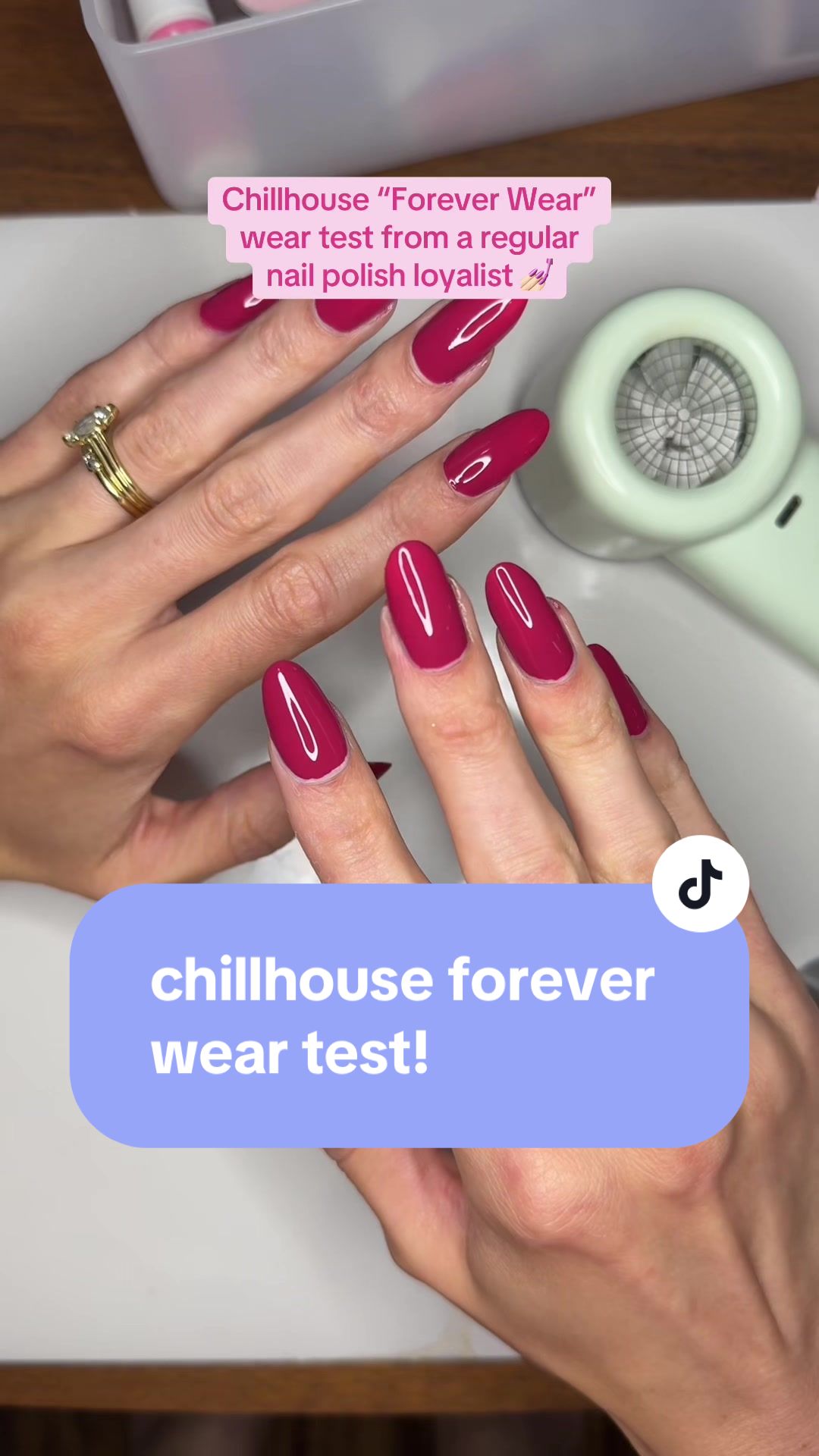TikTok post by @allyrooker for Chillhouse. Caption reads: [...] nail brand (new to me at least!) @Shop....