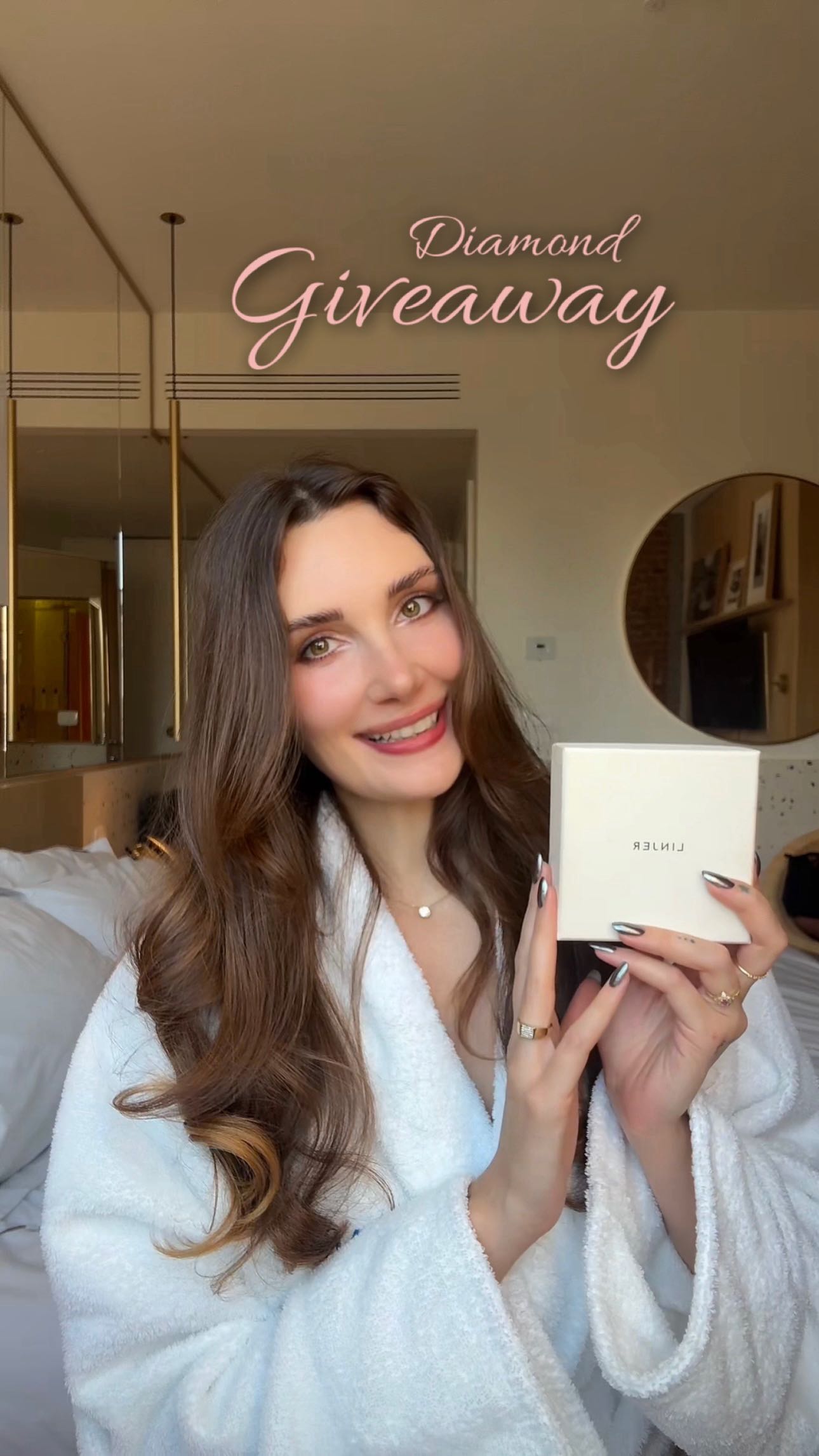 Instagram post by @ulassergin for Linjer Jewelry. Caption reads: ad | GIVEAWAY CLOSED @larissa.yilmaz is the....