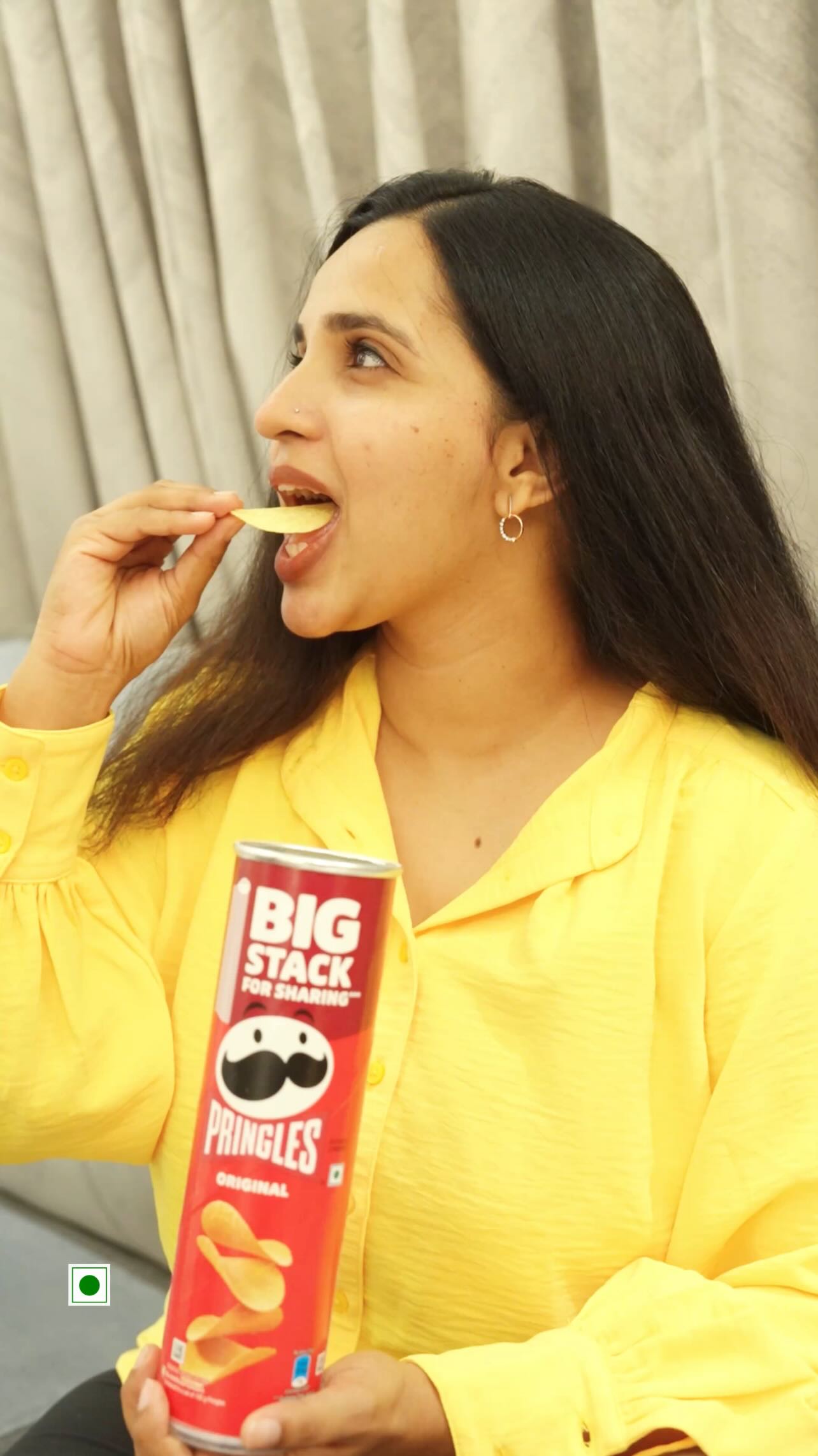 Instagram post by @malavika_krishnadass for Pringles. Caption reads: When you throw in #Pringlesducklips challenge and....