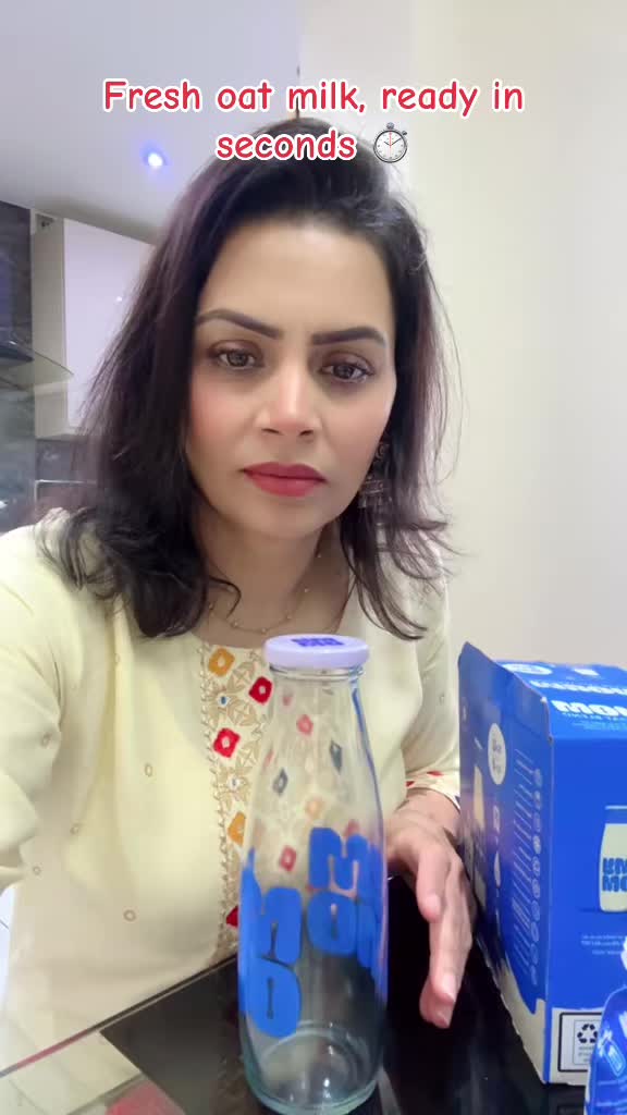 TikTok post by @seemagarrysohal for MYOM. Caption reads: @myomshop -No more running out of milk — just....