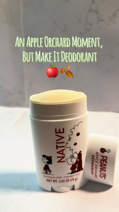 Instagram post by @infohomehaven for Influenster. Caption reads: A little Apple Orchard energy in deodorant form.....