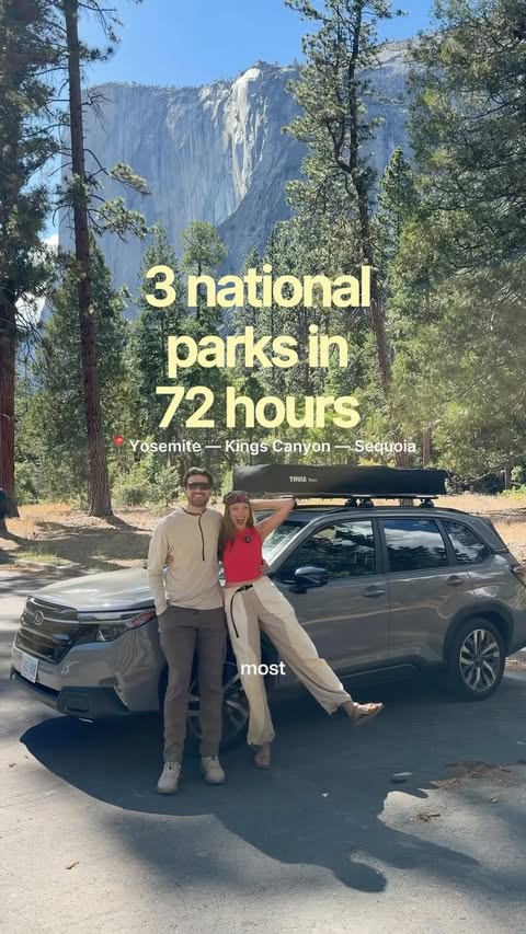 Instagram post by @travelersforgood for Subaru of America. Caption reads: Road tripping to 3 national parks in 3 days 🚙🌲🥾....