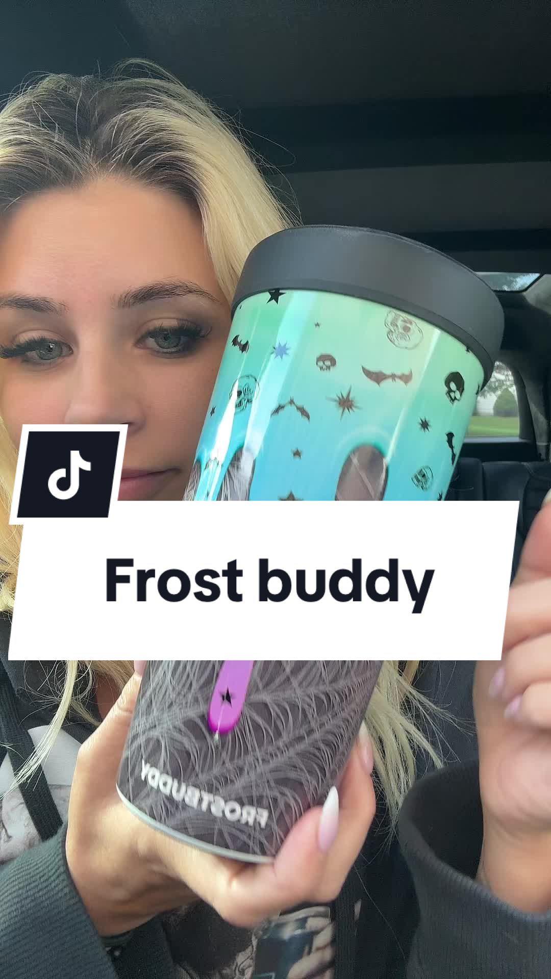 TikTok post by @topshelf_life for FrostBuddy. Caption reads: Frost buddy limited edition Halloween design!....