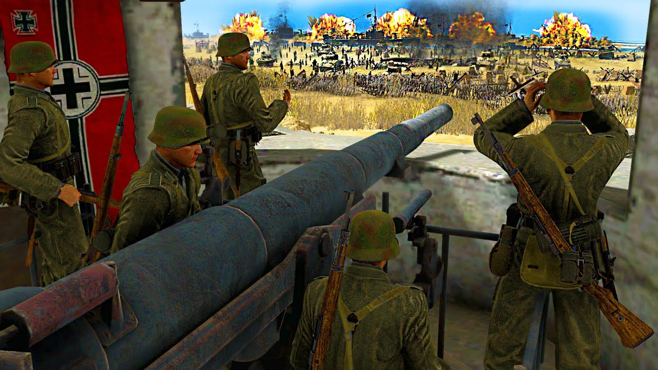 YouTube post by @DaleyTactics for Instant Gaming. Caption reads: I built the Largest WW2 D-DAY BEACH FORTRESS vs....