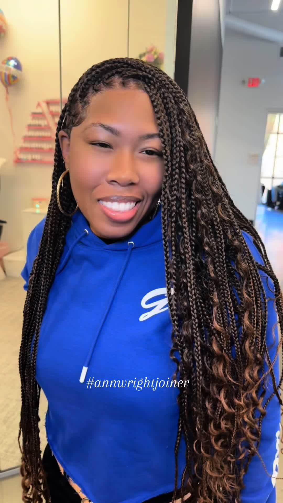 TikTok post by @annwrightjoiner for Supernova Hair. Caption reads: [...] to cancel✨Braided Wig Install using....