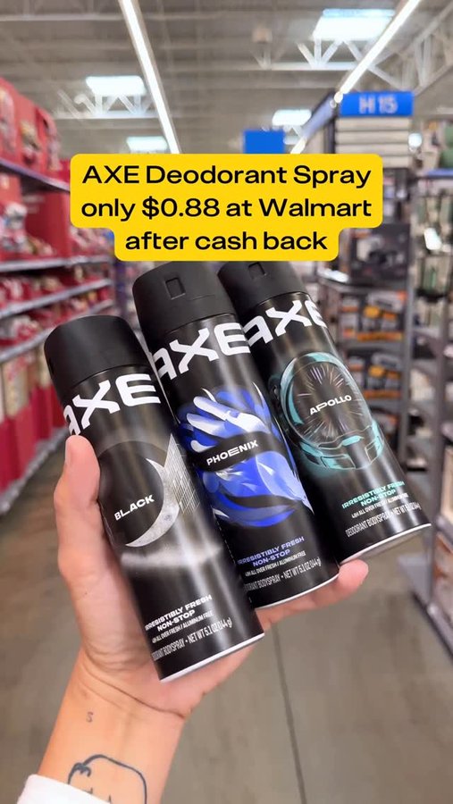 Instagram post by @thekrazycouponlady for AXE. Caption reads: Act fast! AXE Deodorant Spray is only $0.88 at....