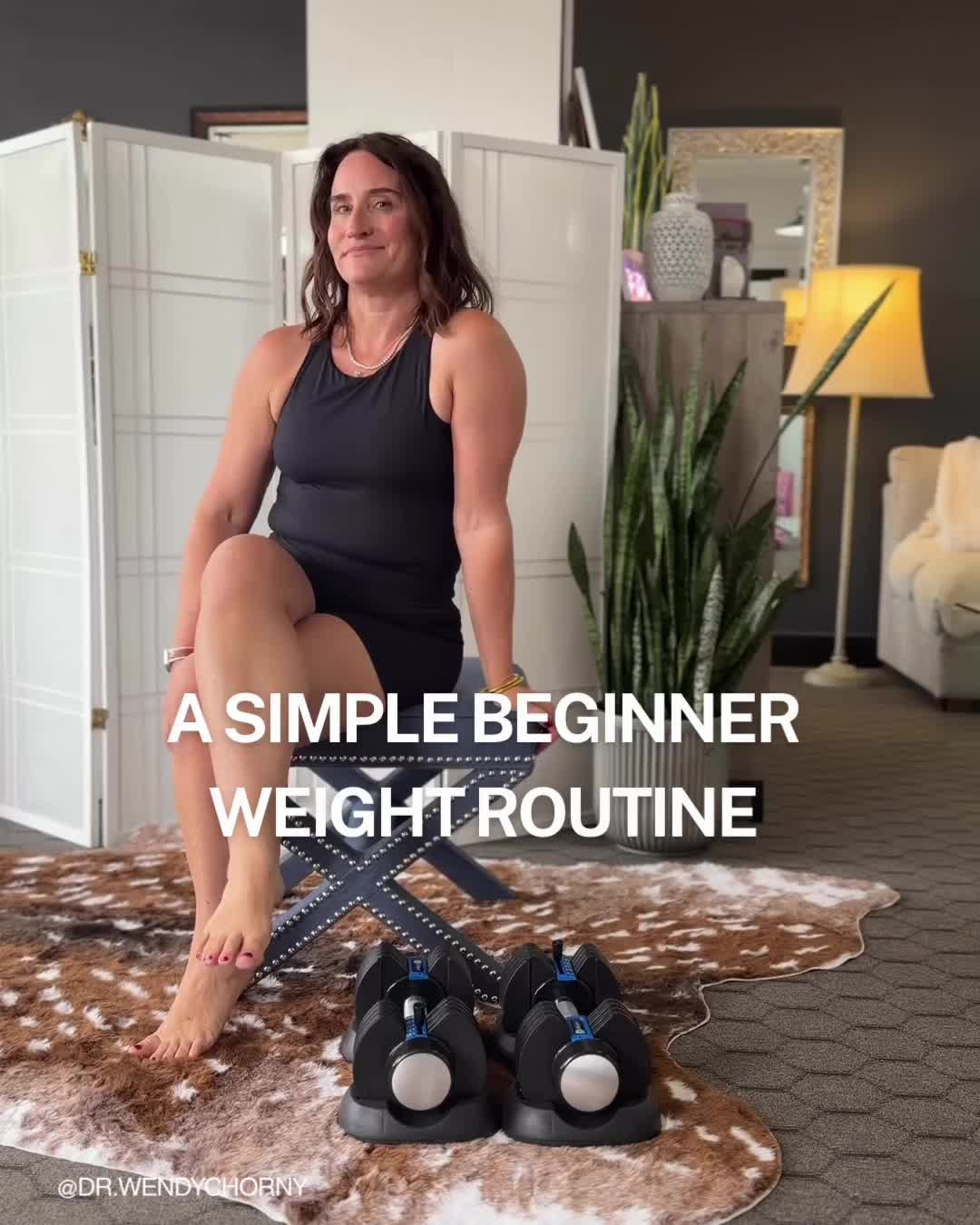 TikTok post by @drwendy_physicaltherapy for Lifepro Fitness. Caption reads: A very simple beginner weight lifting routine....