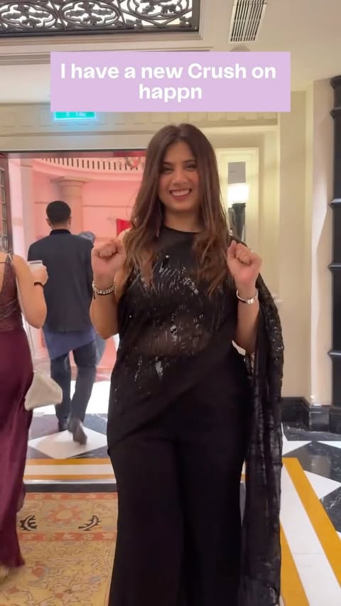 Instagram post by @karishma_lakhani for Happn. Caption reads: [...] to be found but she found her Crush....