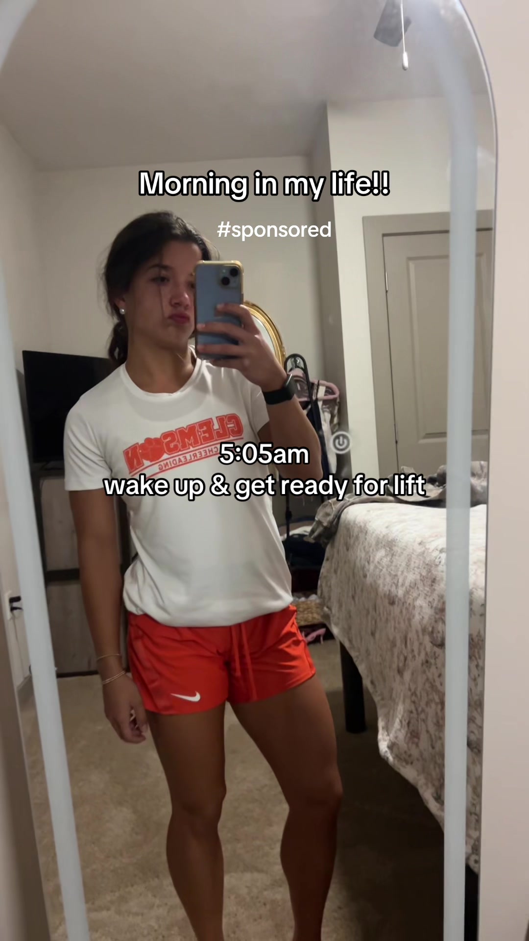 TikTok post by @heyitssabrina1 for Chegg. Caption reads: Morning in my life with @Chegg #ad #Cheggcreator....