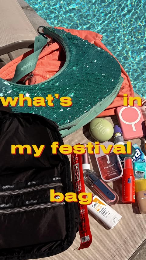 Instagram post by @vanessalpowell for LeSportsac. Caption reads: festival essentials in my favorite @lesportsac bag....