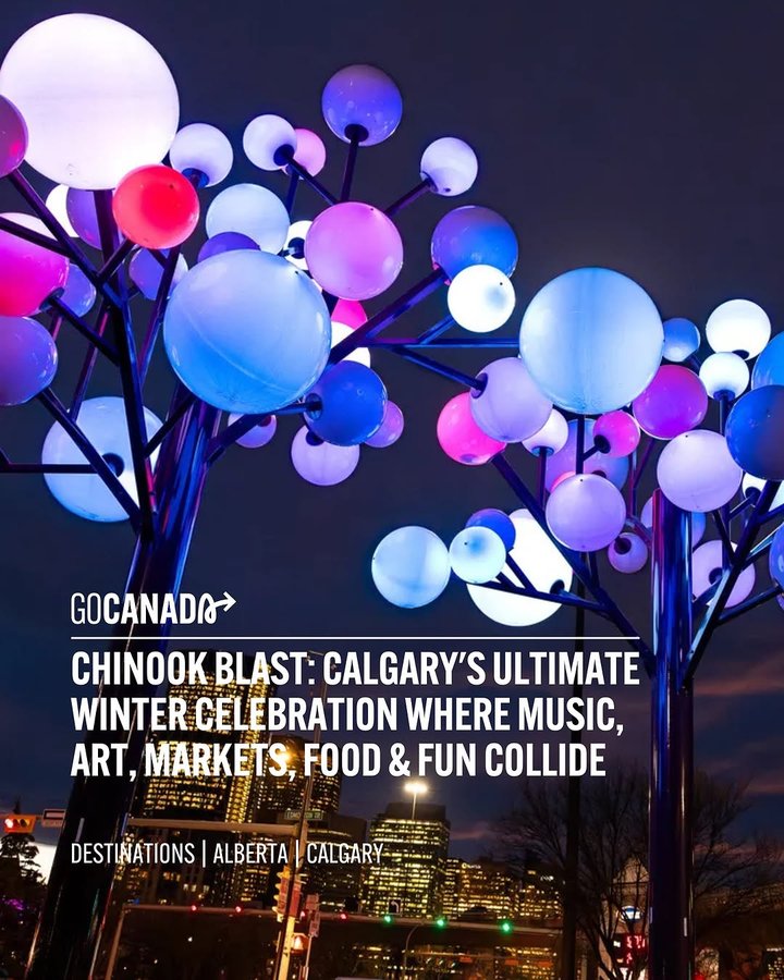 Instagram post by @canada for Tourism Calgary. Caption reads: Experience the magic of Chinook Blast, Calgary’s....