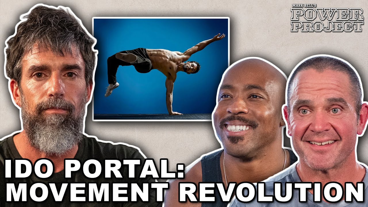 YouTube post by @MarkBellsPowerProject for GoodLife Proteins. Caption reads: Ido Portal: Mastery Is a Myth | Movement Is an....