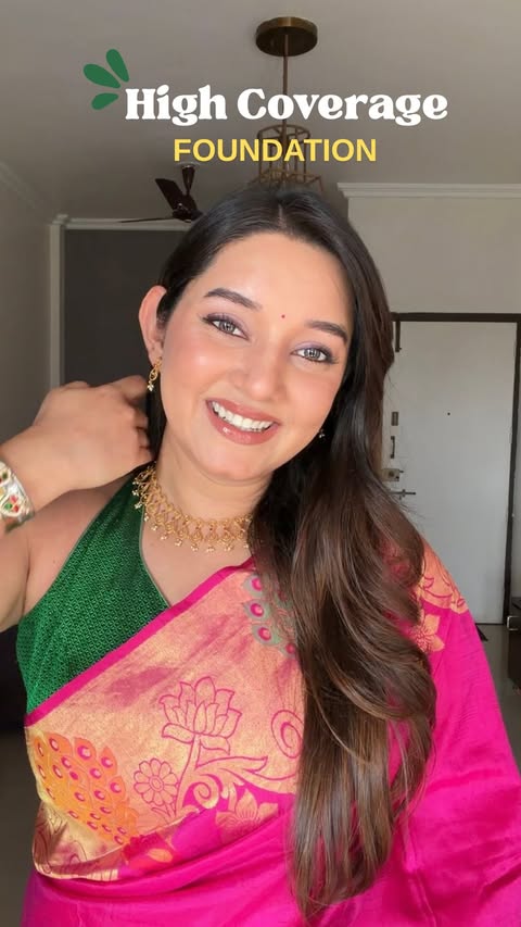 Instagram post by @vaishnavipatwardhan for Flicka Cosmetics. Caption reads: [...] is a high coverage foundation from....
