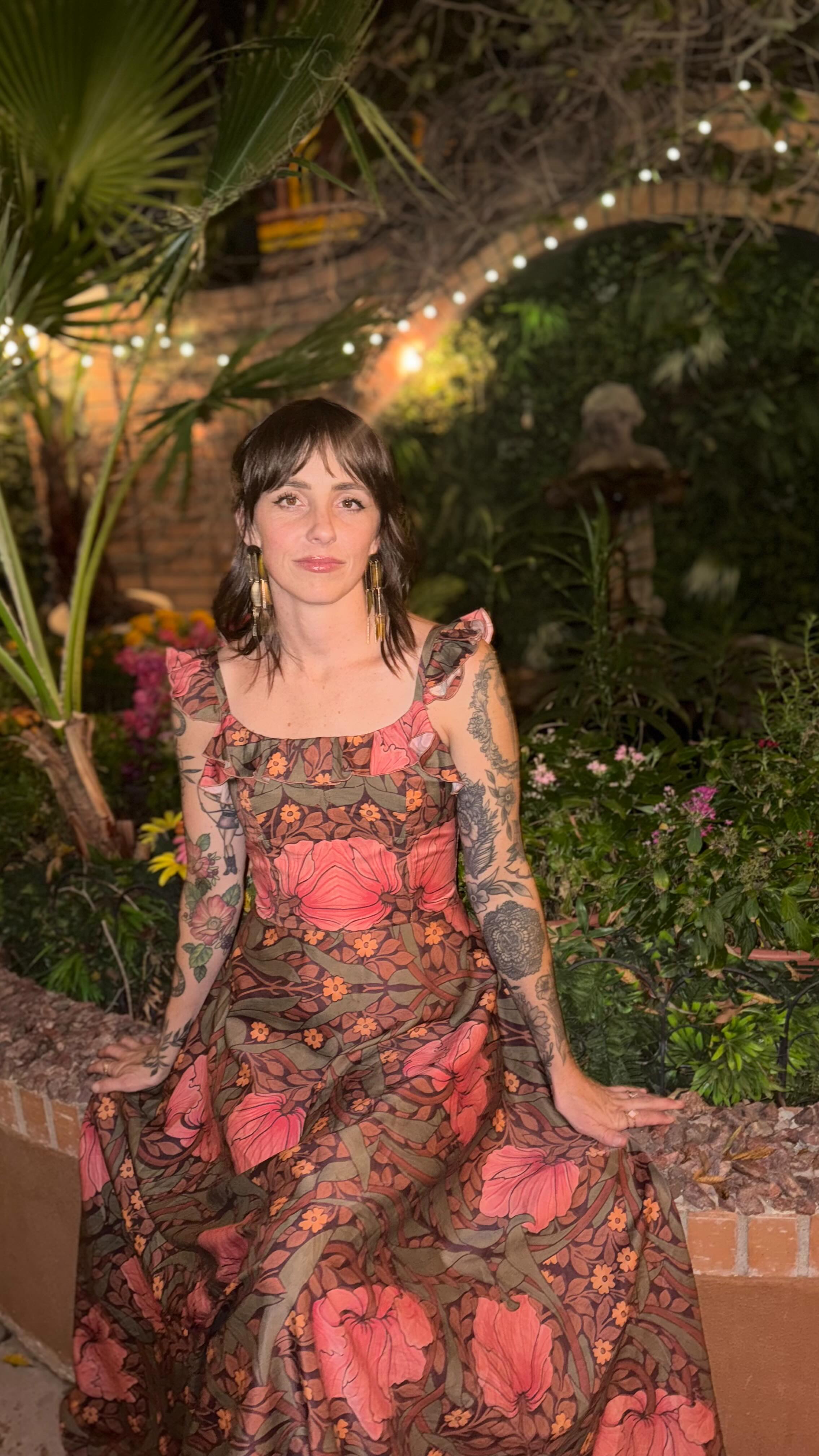 Instagram post by @ksgarner for Spoonflower. Caption reads: Outfit Repeat your wedding guest outfits 💒 
No....