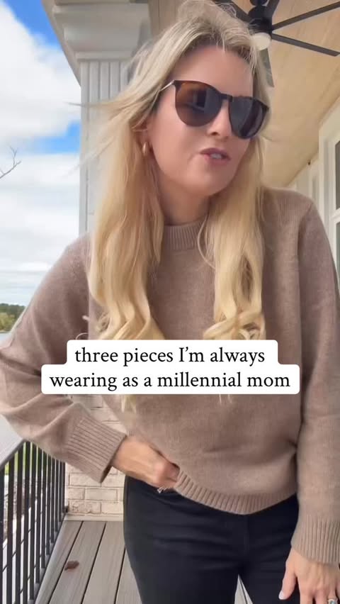 Instagram post by an influencer for Quince. Caption reads: [...] wearing on repeat. These three Quince pieces....