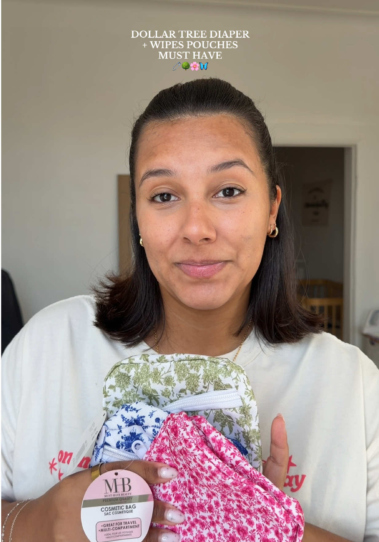 TikTok post by @jocelyntatyana for Dollar Tree. Caption reads: This diaper + wipe pouch hack from @Dollar Tree is....