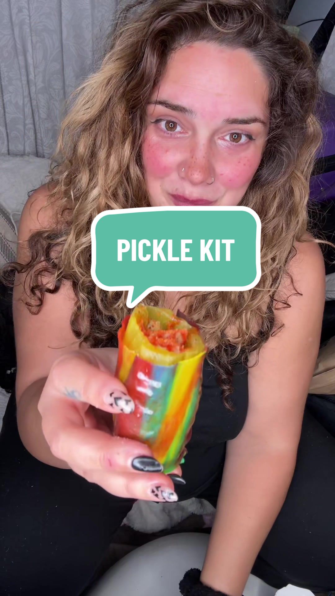 TikTok post by @kandy_kitty87 for ChamoyGuysUK. Caption reads: IM IN PICKLE KIT HEAVEN! @ChamoyGuysUK #picklekit....