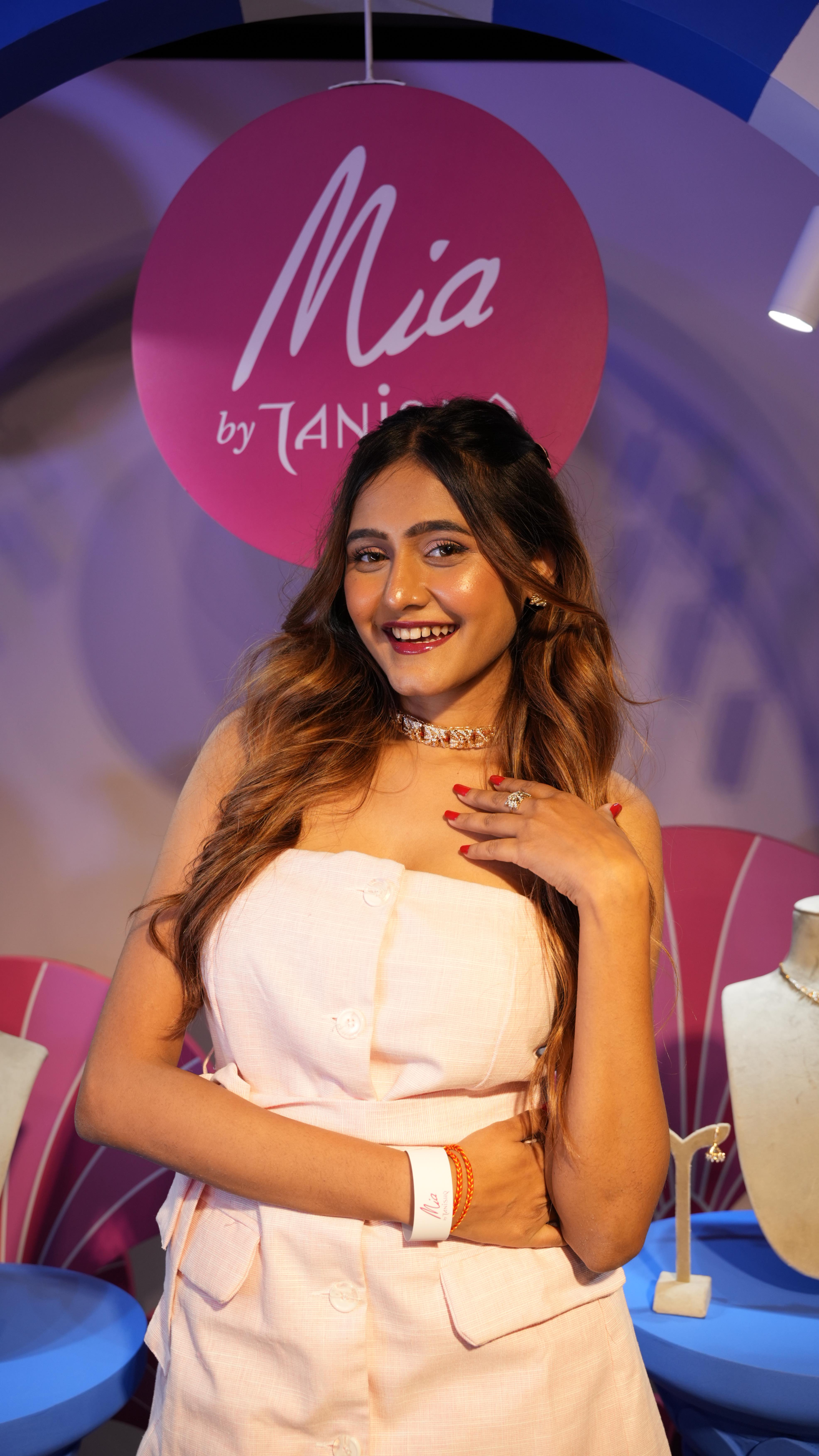 Instagram post by @janvi.limbachiyaa for Mia by Tanishq. Caption reads: Being precious, every day with Mia by Tanishq....