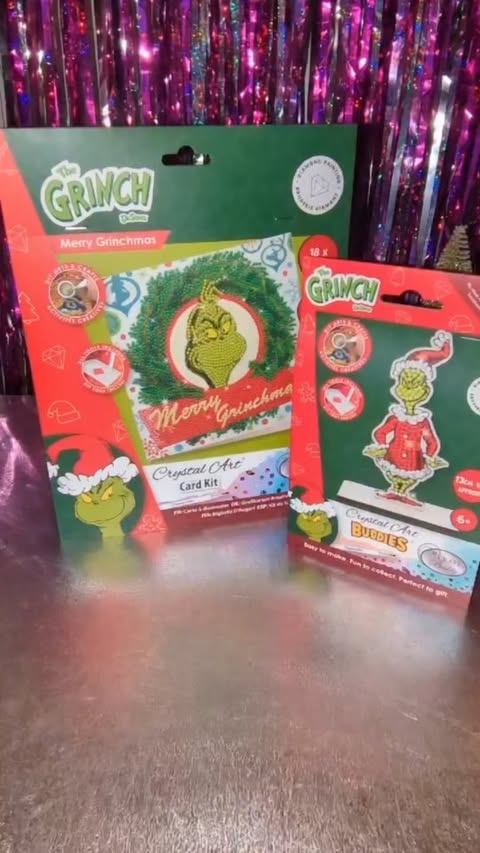 Instagram post by @laila_and_aliza_show for Craft Buddy. Caption reads: Grinch-themed Crystal Art kits by CraftBuddy —....