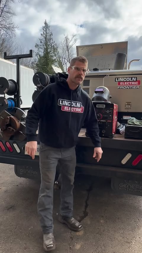 Instagram post by @r_nierop for Lincoln Electric. Caption reads: [...] welding is the skill that lasts!....