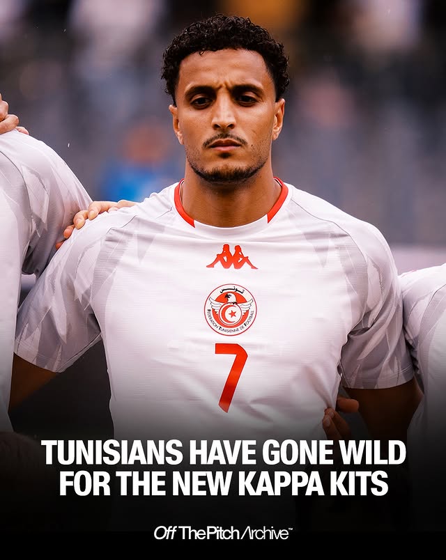 Instagram post by @offthepitch_archive for Kappa. Caption reads: [...] for the occasion, Tunisia’s, created by....