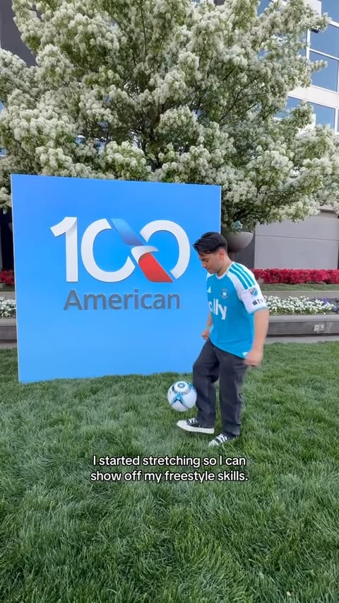 Instagram post by @jzgarcia_ for American Airlines. Caption reads: [...] at a Charlotte FC match! ✈️ #ad....