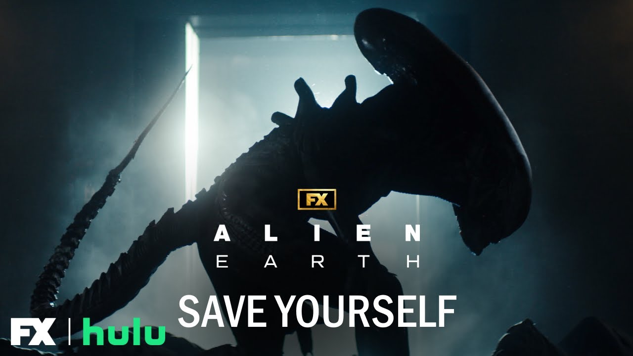 YouTube post by @FXNetworks for FX Networks. Caption reads: Alien: Earth | Official Teaser - Save Yourself |....